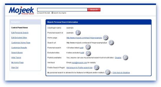 control panel home page