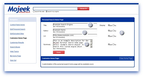 control panel home page description