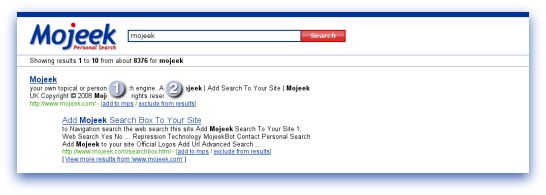standard search results